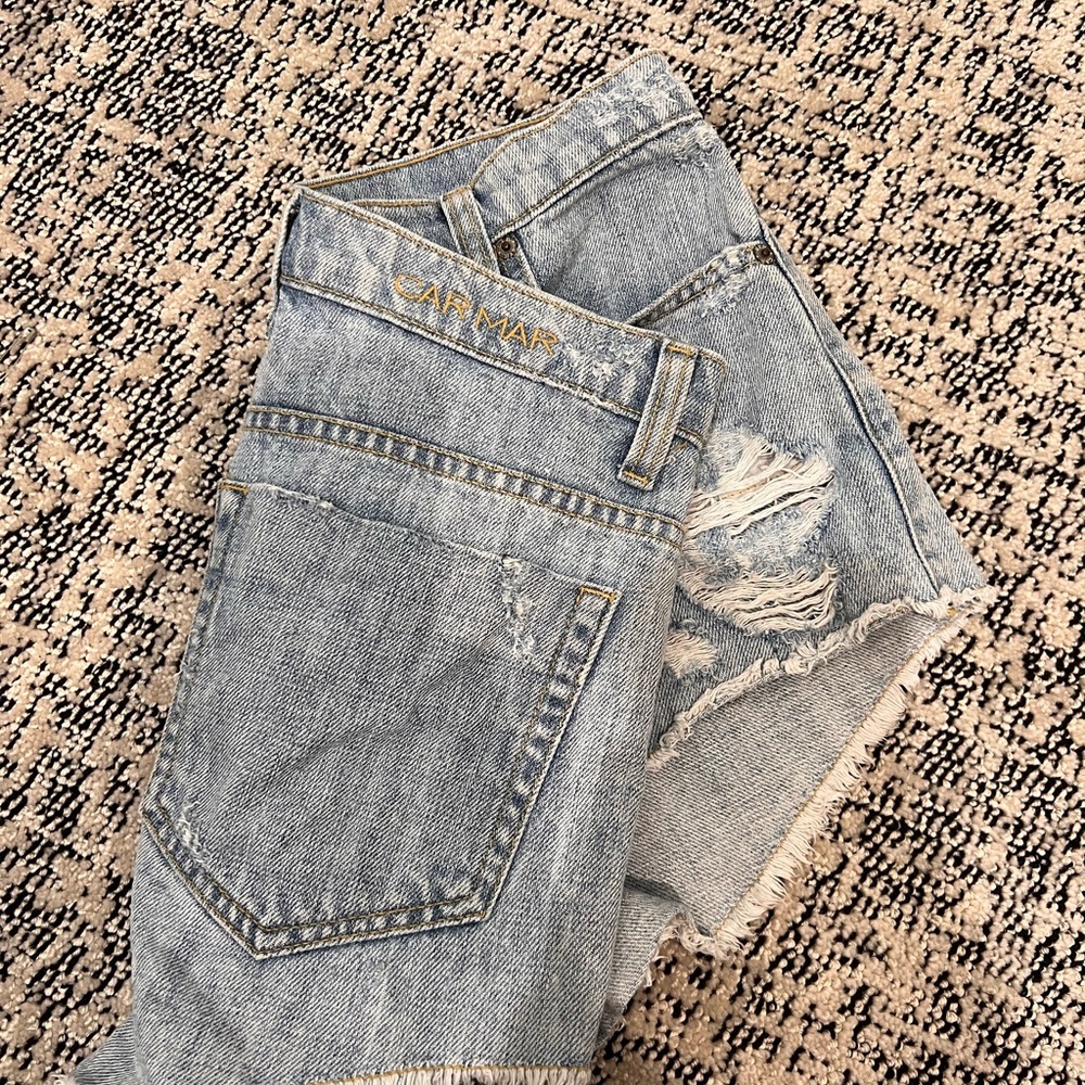 Light blue denim shorts